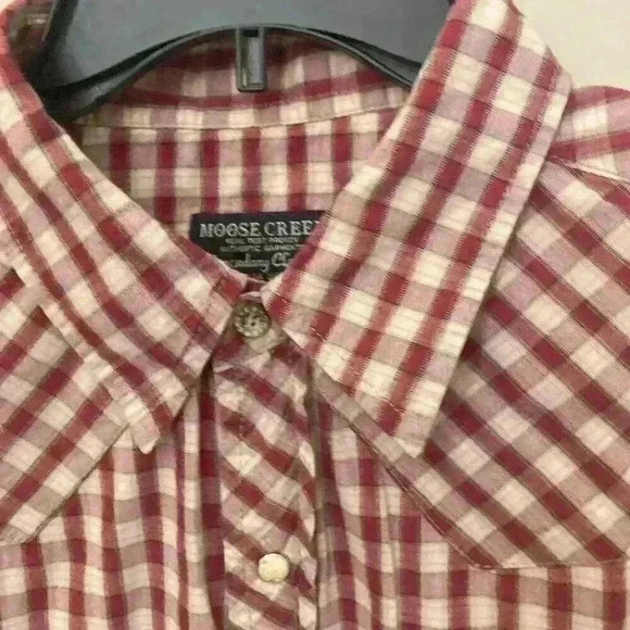 Moose Creek Mens Shirt Large Red Plaid Short Sleeve Button Up Pearl Snap Size XL - Picture 4 of 10